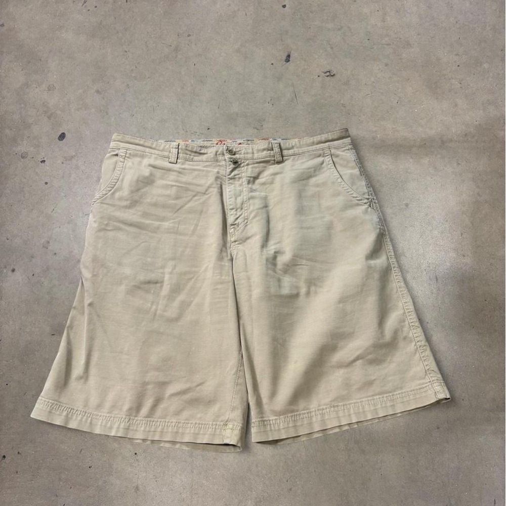 Robert Graham Mens Khaki Chino Shorts Size 38 Tan Flat Front Casual